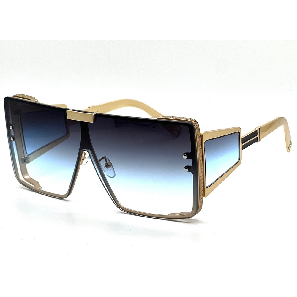 Sunglasses Women Men Blue Graient Lens Oversized Rectangular Metal Lentes Gafas - Picture 7 of 11